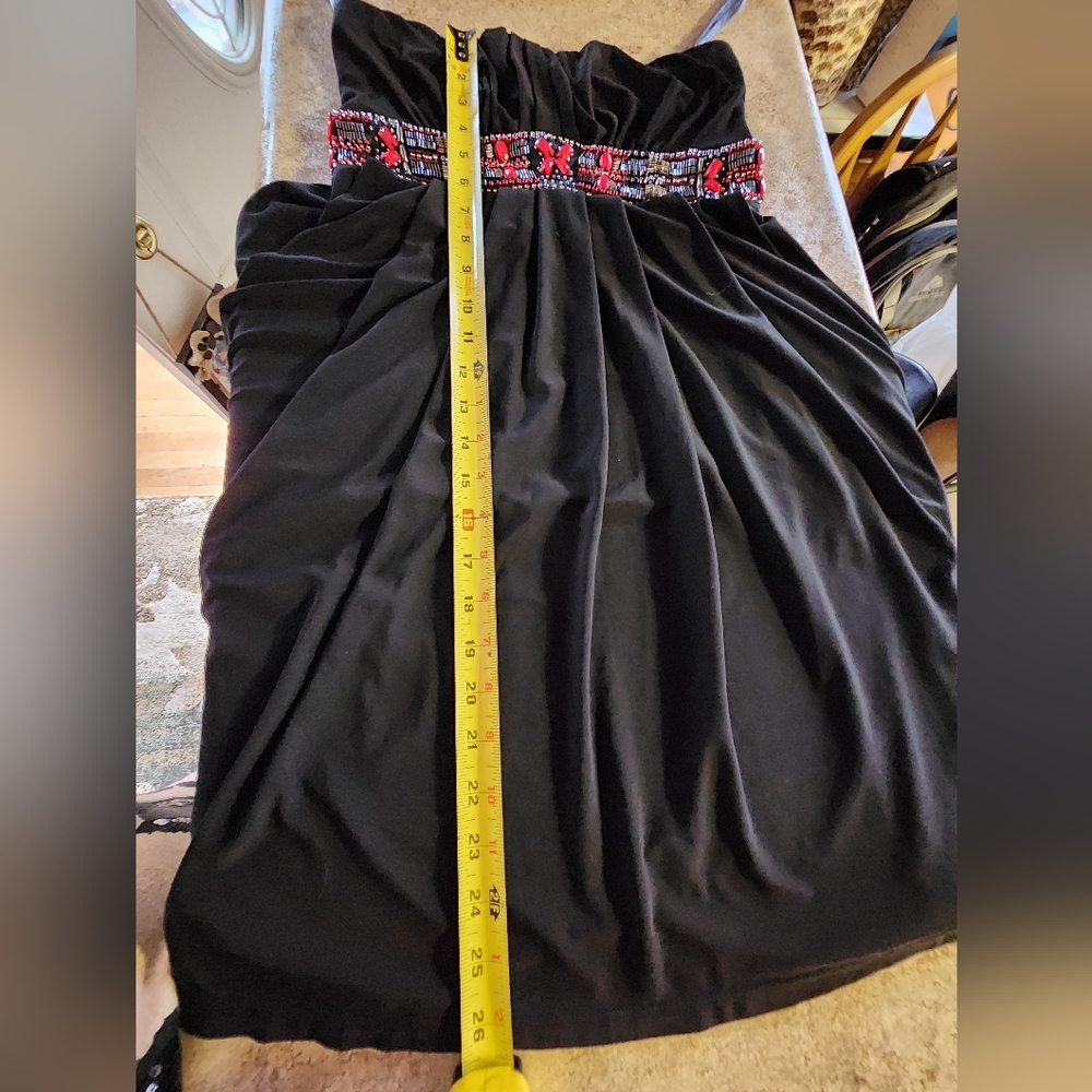 WHBM Black Beaded Strapless Mini Dress 0 - Picture 8 of 8